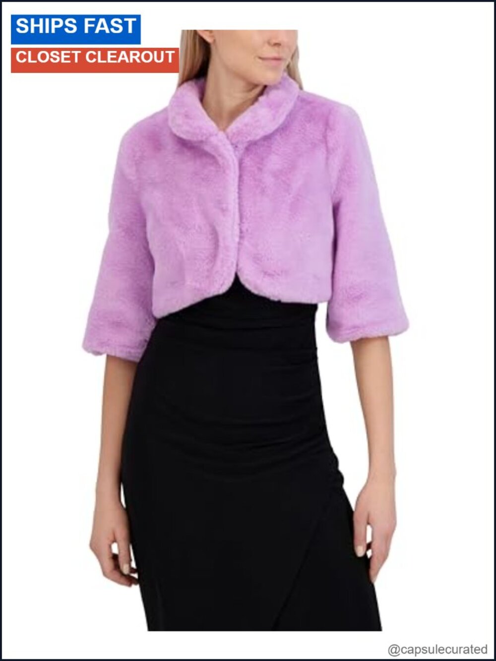 Faux Fur Shrug Cropped Evening Wrap Plush Wedding Party Cover-up